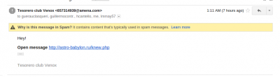 Captura del correo SPAM